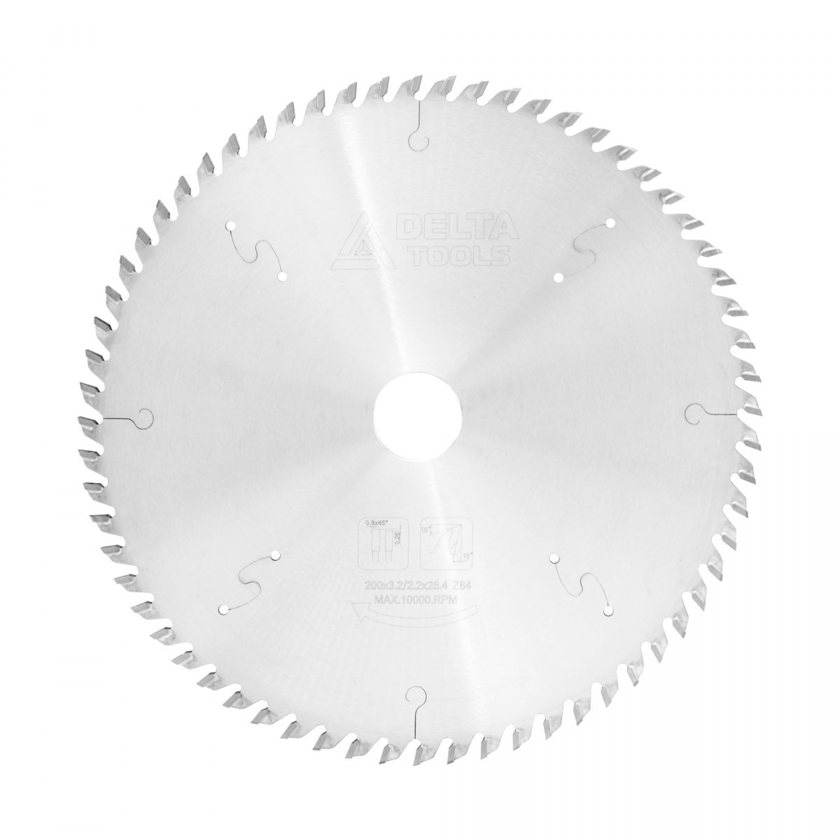 Дисковая пила DELTA TOOLS 200x3,2/2,2x25,4 Z=64 трапеция для ФРС